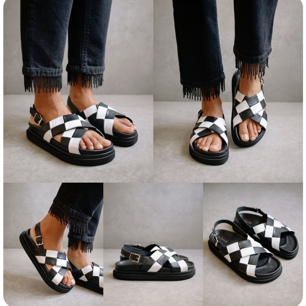Alohas Scacchi Marshmallow Sandal Black and White size 39 / 8.5